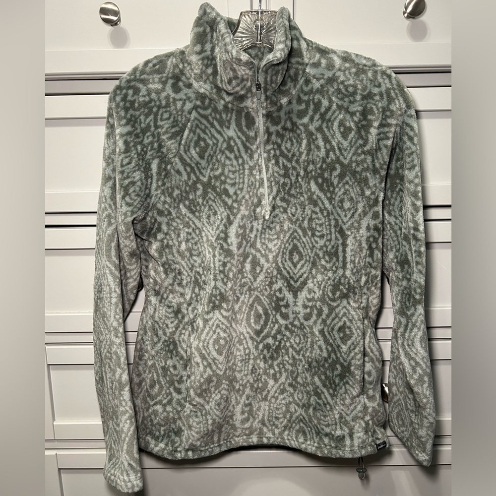Eddie Bauer Green Patterned Quarter Zip Sweater